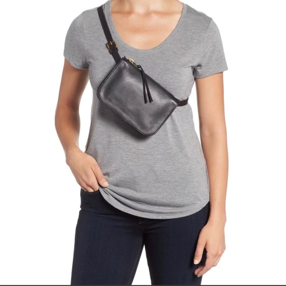 Madewell Black Leather Crossbody Belt Bag - Picture 3 of 12